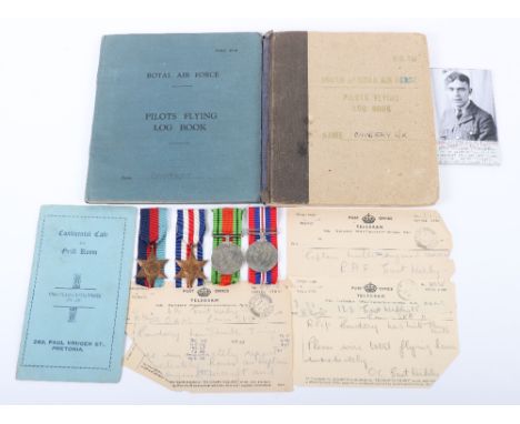 WW2 Royal Air Force Bomber Command Medal &amp; Log Book Grouping of Flying Officer (Pilot) Ronald K Cawdery No50 Squadron, in