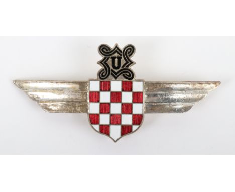 Axis Forces Croatian Pilots Wing, fine example of the frosted silver and enamel pilots wing as worn by Croatian pilots who we