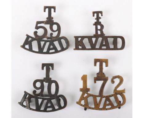 Unusual Kent Voluntary Aid Detachment (V.A.D) Shoulder Titles, consisting to blackened brass T/172/K.V.A.D, T/59/K.VAD, T/R/K