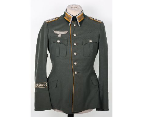 Third Reich Cavalry NCO’s Walking Out Parade Tunic with Private Purchase Afrikakorps Cuff Title, superb example of an early w