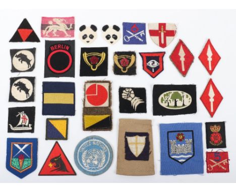 Selection of Cloth Formation Signs, including printed 30 corps, eight army slip-on, printed 5th corps, variations of 1st corp