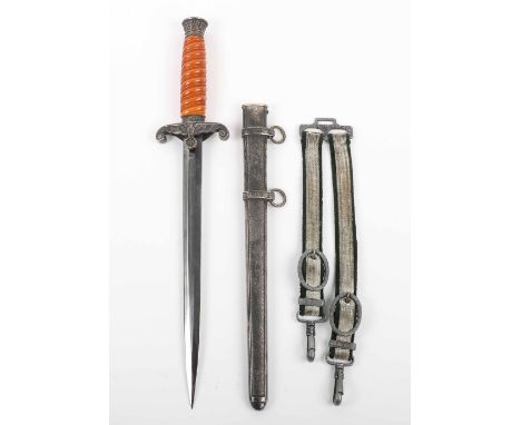 WW2 German Army Officers Dress Dagger by Richard Herder Solingen, fine untouched example with a deep orange celluloid grip, p