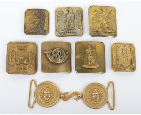 Collection of 19th and 20th Century French Military Shoulder Belt Plates, all being brass examples, including two Barde Repub