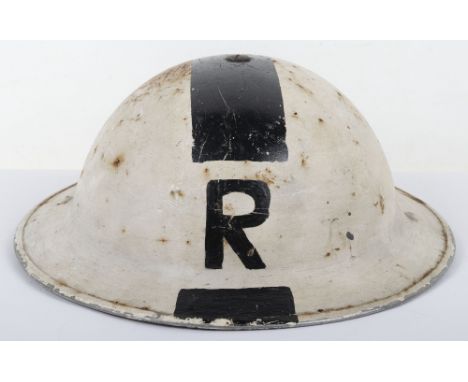 WW2 British Senior Rescue Party Officers Steel Helmet, good example of a standard WW2 period British steel helmet with white 