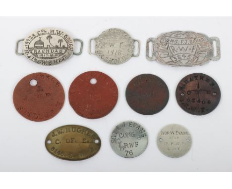 Grouping of Identity Discs of Royal Welsh Fusiliers and South Wales Borderers Interest, consisting of an example made from an
