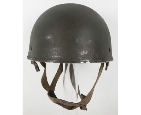 Post War British Airborne Forces Steel Combat Helmet, good example retaining much of its original green paint finish to the s