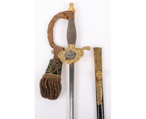 George V Royal Company of Archers Kings Bodyguard of Scotland Court Sword, superb example of the gilt metal court sword patte