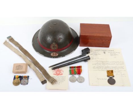 WW2 National Fire Service District No38 (Wimbledon, London) Steel Helmet Grouping of Fireman J H Burden, fine 1939 dated Brit