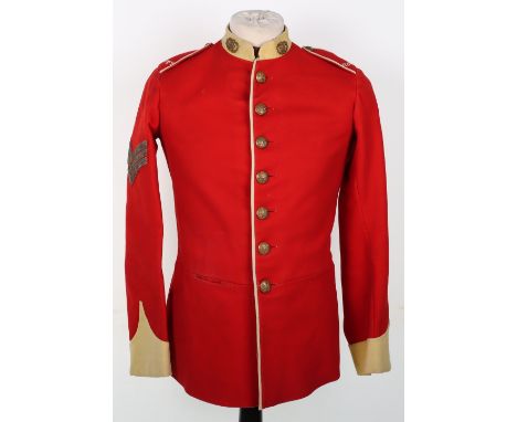 Post 1902 Hampshire Regiment Sergeants Dress Tunic, scarlet cloth tunic with yellow facings (faded), embroidered shoulder str