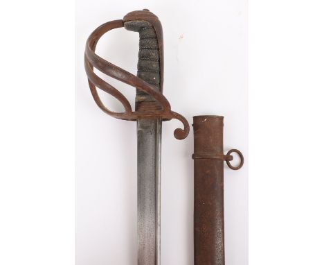 British 1821 Pattern Light Cavalry Sword, regulation pattern with steel three bar hilt, leading to steeped pommel and plain b