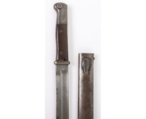 Imperial German Seitengewehr M-1914 Mauser Bayonet, with steel pommel having acceptance stamp to the reverse. Two piece woode