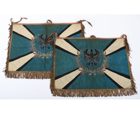 Pair of Pre-Third Reich Period Regimental Trumpet Banners for the 1st (Prussian) Battalion 18th Infantry Regiment, super unto