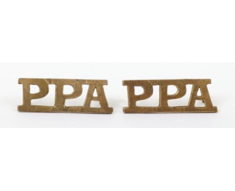 WW2 Brass Shoulder Titles “P.P.A” Popski Private Army, matched pair of cast brass shoulder titles “P.P.A” with fixed post fit