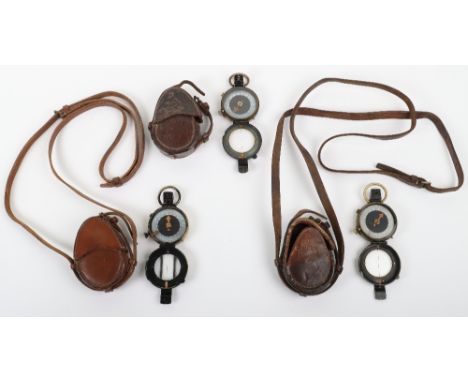 3x WW1 British Officers Compass, all being blackened brass examples housed in the original brown leather carry cases. Two hav