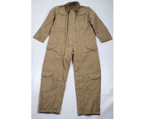 Post WW2 British Tank Suit, fine example of the heavy khaki canvas cloth tank suit with large thigh pockets, chest pockets, d