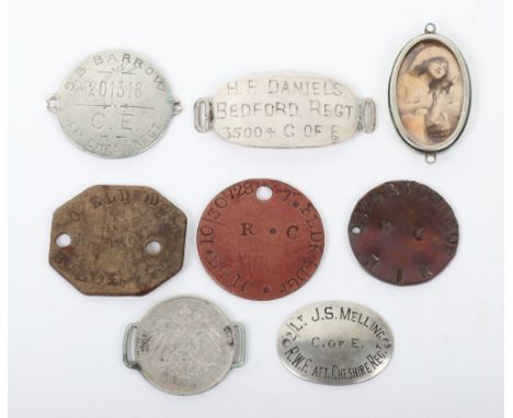 Grouping of Identity Discs of Cheshire Regiment, Leicestershire Regiment, Royal Irish Rifles and Bedfordshire Regiment Intere