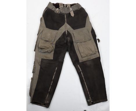 WW2 German Luftwaffe Flying Suit Trousers, good set of the blue grey suede canvas flying trousers with sheepskin lining. Comp