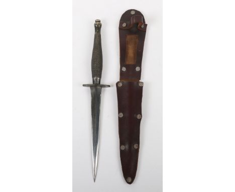 WW2 British Fairbairn Sykes (F.S) Commando Knife, fine example of a blackened plated 2nd pattern type commando knife with che