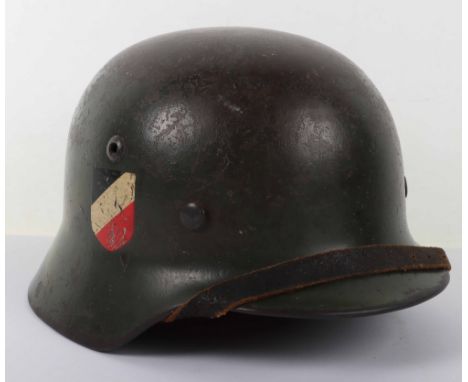 WW2 German Army M-35 Pattern Double Decal Steel Combat Helmet, good example of the early pattern steel combat helmet which re