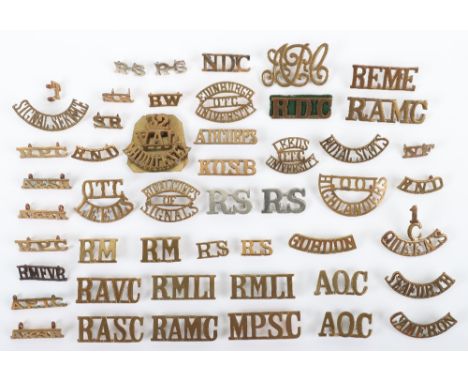 Good Selection of British Regimental Brass Shoulder Titles, including Royal Naval Division, Royal Marines Light Infantry, Roy