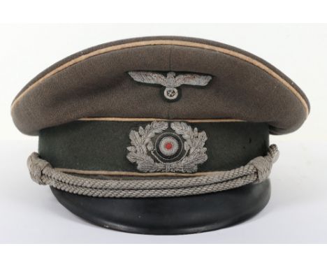 WW2 German Infantry Officers Peaked Cap, mid to late war period officers peaked cap with bullion embroidered officers cap eag