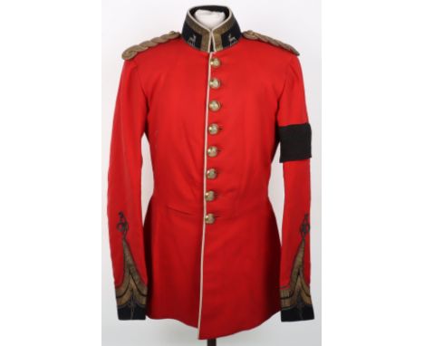 Post 1902 Royal Warwickshire Regiment Officers Full Dress Tunic, fine example of a scarlet cloth tunic with black facings to 