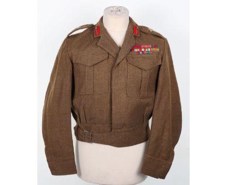 WW2 British Army Major Generals Battle Dress Blouse, fine example of an officer tailored open collar battle dress blouse with