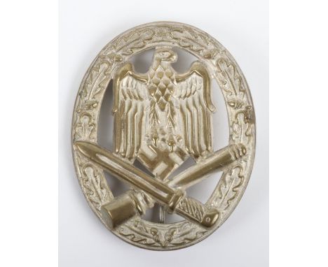WW2 German Army / Waffen-SS General Assault Combat Badge in Silver, fine tombak hollow backed combat award with much of the s