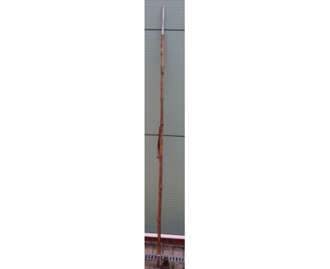 Great War Period British Cavalry Lance, bamboo body lance with fluted steel tip and socket fitting. Complete with the leather