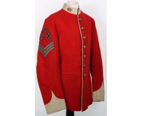 Post 1902 Leicestershire Regiment Colour Sergeants Tunic, fine example of a scarlet cloth tunic with white facings to the col