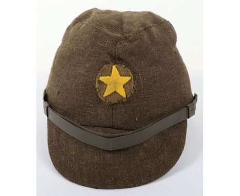 WW2 Japanese Infantry Field Cap, late war ersatz cloth field cap with yellow felt Imperial Japanese army star to the front. G