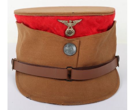 Third Reich SA (Sturmabteilung) Gau Westfalen Kepi, light tan coloured kepi with crimson felt top section, single silvered pe