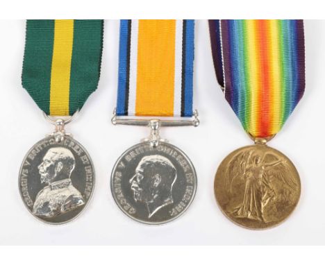 Great War Territorial Force Efficiency Medal Group of Three 1st Wessex Field Ambulance Royal Army Medical Corps, group consis