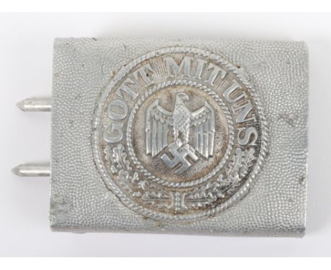 WW2 German Army Parade Pattern Belt Buckle, aluminium example of the German Army belt buckle complete with fittings to the re