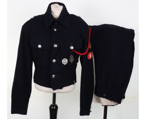 Third Reich Hitler Youth Winter Pattern Uniform, being the short pattern two pocket dark blue wool tunic with shoulder straps