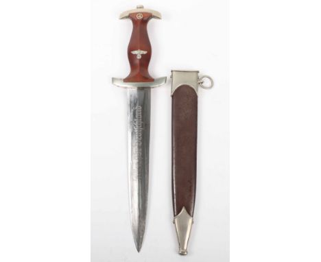 Third Reich SA (Sturmabteilung) Dress Dagger by EP&amp;S Solingen, good untouched example with the original brown wooden grip