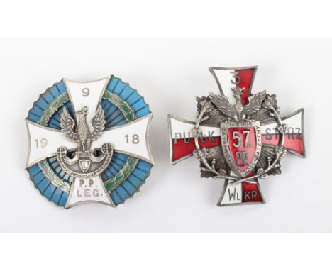 Polish Breast Badge of 9th Infantry Regiment, silvered and enamel commemorative breast badge with screwback fitting and plain