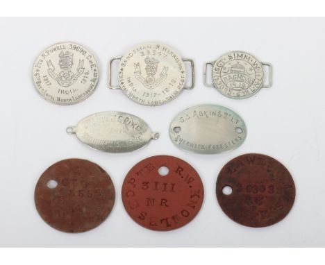 Grouping of Identity Discs of Loyal North Lancashire Regiment, Royal Berkshire Regiment, Northamptonshire Regiment and Sherwo