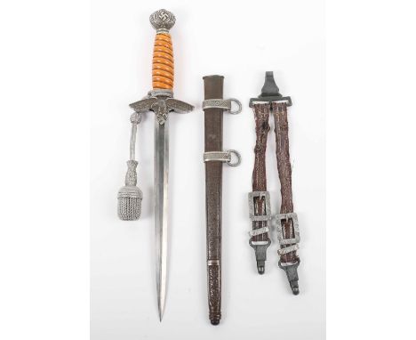 Luftwaffe Officers Dress Dagger with Hanging Straps by WKC Solingen, untouched example with a deep orange celluloid grip reta