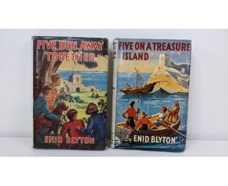 Two Enid Blyton books to include a first edition of 'Five Run Away Together' and a second edition of 'Five on a Treasure Isla