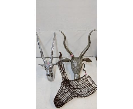 A cast metal gazelle head, a wire goats head and metal animal light headLocation:If there is no condition report shown, pleas