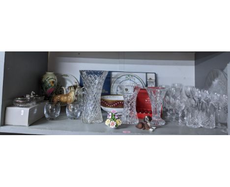 A mixed lot to include cut table glass ware, Sode limited edition The Millenium Achievements bowl, no 130, Old Teapot ware va