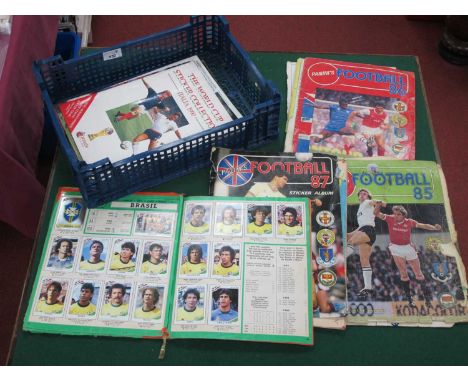 Panini Football Sticker Albums 1986 and 87 and Mexico 86, well filled, but poor condition, Soccer Stars 74-5, etc.