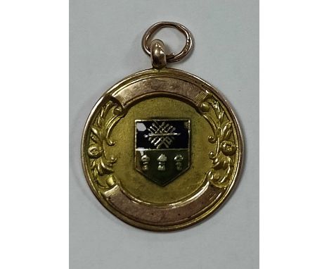 Medal - N &amp; D.C.L Div 1 Awarded to H. Lister 1914, in 9ct gold, with Sheffield crest in enamel to the front, award detail