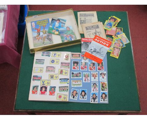 Panini Stickers Circa 1979, approximately seventy-eight, stuck in scrap album, Sun 3D cards, Ace album of twelve players Sout