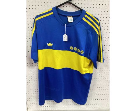 Boca Juniors, 1982, Adidas Blue and Yellow Shirt, Number '10' (Diego Maradona), size L