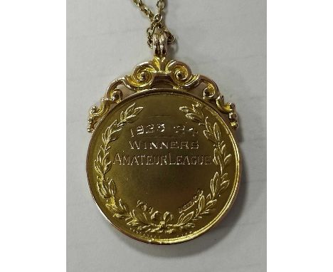 Medal - Sheffield &amp; Hallamshire County Football Association 1923-4 Amateur League Winners Medal, in 9ct gold and enamel, 