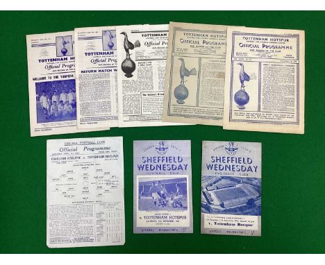 Tottenham Hotspur Programmes, 1943-4 v. Charlton - Cup Semi at Stamford Bridge (punch hole repair), 46-7 Chesterfield 47-8 v.