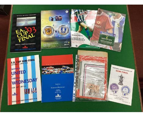 Sheffield Wednesday Big Match Programmes, including 1966 F.A Cup Final (x 2) plus ticket, song sheet, Star souvenir 1993 F.A 
