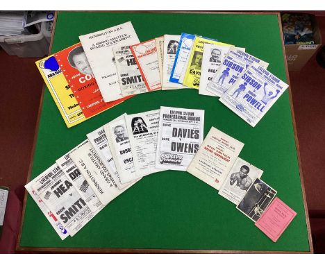 Boxing Programmes - 1980 Conteh in Liverpool, 79 Gibson v. Powell, others mainly in Liverpool. Bassey publicity card, bout ph